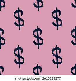 Seamless pattern with dollar currency symbol for decorative print, wrapping paper, greeting cards, wallpaper and fabric