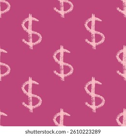 Seamless pattern with dollar currency symbol for decorative print, wrapping paper, greeting cards, wallpaper and fabric