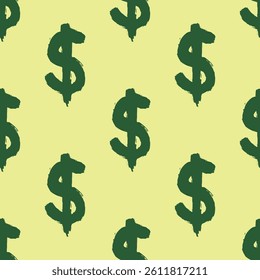 Seamless pattern with dollar currency symbol for decorative print, wrapping paper, greeting cards, wallpaper and fabric
