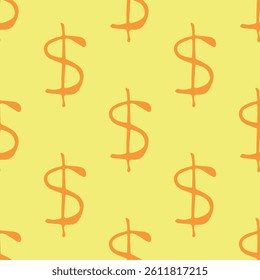 Seamless pattern with dollar currency symbol for decorative print, wrapping paper, greeting cards, wallpaper and fabric
