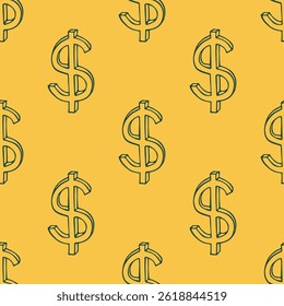 Modelo inconsútil con el símbolo de la divisa del dólar para la impresión decorativa, papel de embalaje, tarjetas de felicitación, Fondo de pantalla y tela