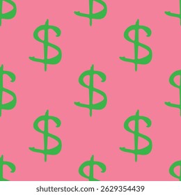 Seamless pattern with dollar currency symbol for decorative print, wrapping paper, greeting cards, wallpaper and fabric