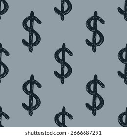 Seamless pattern with dollar currency symbol for decorative print, wrapping paper, greeting cards, wallpaper and fabric