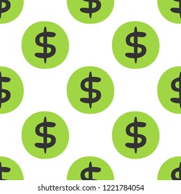 Seamless pattern with dollar sign drawn by hand. Simple vector illustration.