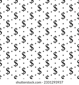 Seamless pattern with dollar sign. Endless vector background.