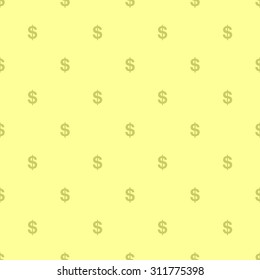 Seamless pattern with a dollar sign on a light yellow background