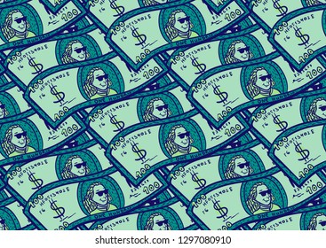 seamless pattern with dollars banknotes