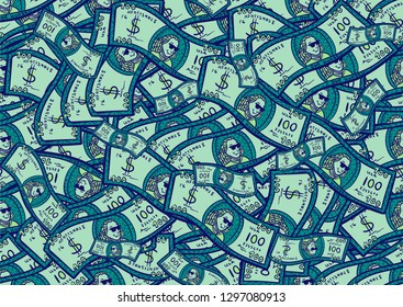 seamless pattern with dollars banknotes