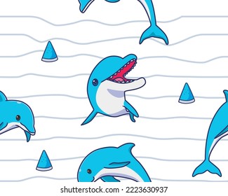 seamless pattern dolphin illustration background