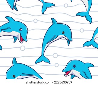 seamless pattern dolphin illustration background