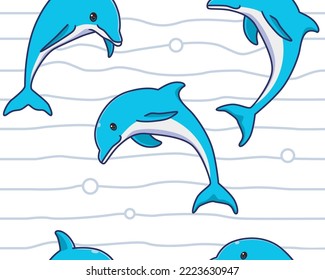 seamless pattern dolphin illustration background