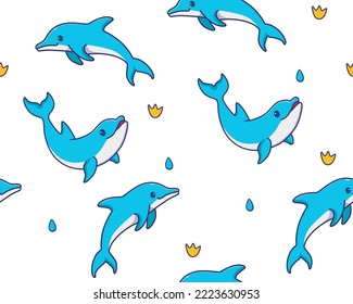 seamless pattern dolphin illustration background