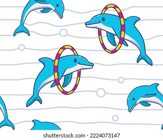 seamless pattern dolphin illustration cartoon
