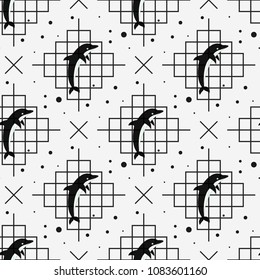 Seamless pattern with dolphin. Vector illustration eps 10