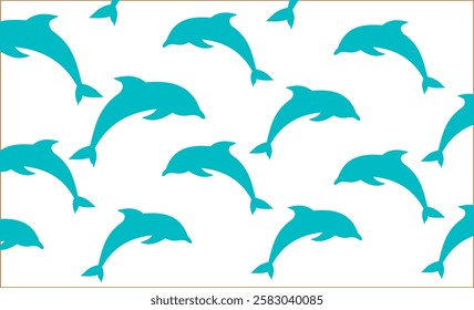 Seamless pattern dolphin. Vector illustration for wallpaper, children's design, wrapping paper, textile, and apparel design