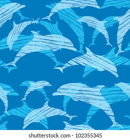 seamless pattern with dolphins
