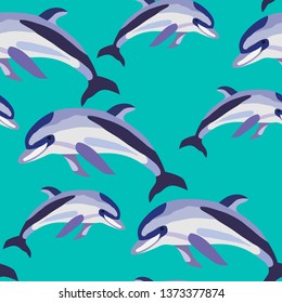 seamless pattern with dolphins
