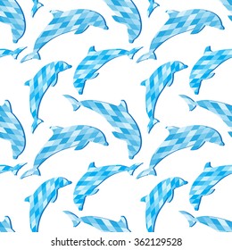 Seamless pattern with dolphins.