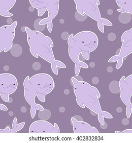 Seamless pattern dolphins. Cartoon dolphins. Vector. Set  dolphins. Collection dolphins.