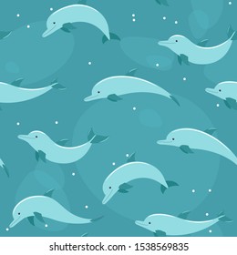 seamless pattern with dolphins. vector illustration. marine animals, the cetaceans.