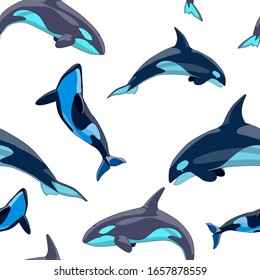 seamless pattern with dolphins, vector illustration, background for design