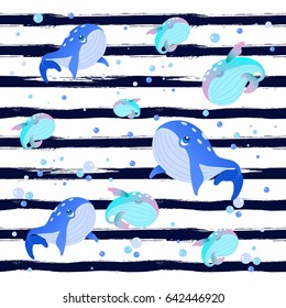 Seamless pattern with dolphins. Vector illustration.