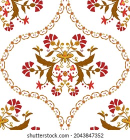 patrón impecable al estilo de Domas. patrón vector floral dibujado a mano. ornamento de dominó botánico para tela divertida y embalaje