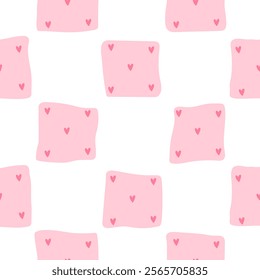 Seamless pattern with dominoes and heart. Vector Pastel background. Valentines day and love