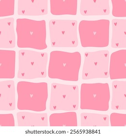 Seamless pattern with dominoes and heart. Vector Pastel background. Valentines day and love