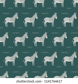 seamless pattern donkey animal on blue background vector wallpaper textile giftwrap