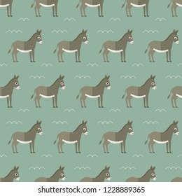 seamless pattern donkey animal on green background vector wallpaper textile giftwrap