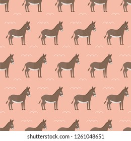 seamless pattern donkey animal on pink background vector wallpaper textile giftwrap
