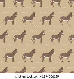 seamless pattern donkey animal on brown background vector wallpaper textile giftwrap