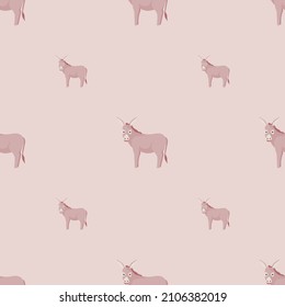 Seamless pattern of donkey. Domestic animals on colorful background. Vector illustration for textile prints, fabric, banners, backdrops and wallpapers.