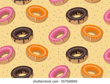 Seamless Pattern Donut, Fast Food Doughnut, Vector Illustration EPS 10
