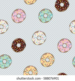 Seamless pattern donut with glaze. Background with cakes. Vector illustration.