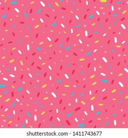 Seamless pattern with donut glaze and sprinkles