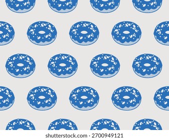 Patrón sin fisuras de donut. Arte lineal, estilo minimalista. Ilustración vectorial. Colección de panadería.