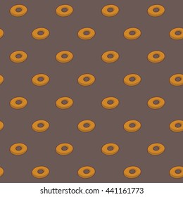 Seamless pattern with donut on brown background