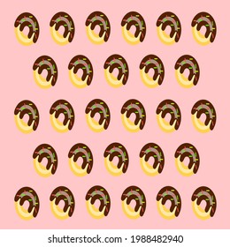 seamless pattern, Donuts background with glazed on pink backdrop, for sweet and dessert shop. Kid favorite.