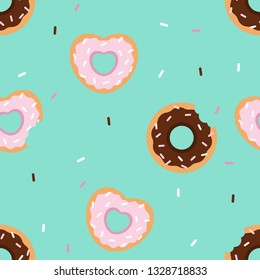 Seamless pattern with donuts. Colorful background with food