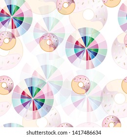 seamless pattern with donuts and colorful circles vector