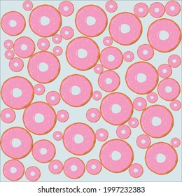 Seamless pattern with donuts in colorful glaze, assorted children's sweets, pastries for menu design, cafe decoration