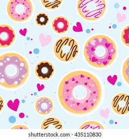 Seamless pattern with donuts. Pattern for gift wrapping paper or postcard.