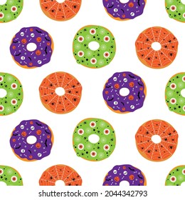 Seamless pattern donuts halloween vector illustration