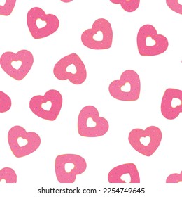Patrón sin foco Donuts corazones Valentines ilustración vectorial