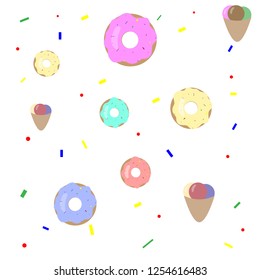 seamless pattern with donuts and ice cream