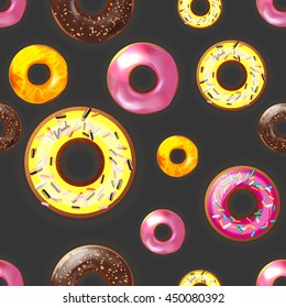 seamless pattern with donuts on a dark background