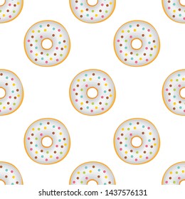 Seamless pattern with donuts on white background. Donut seamless vector 
pattern