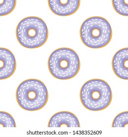 Seamless pattern with donuts on white background. Donut seamless vector pattern. Doughnut background